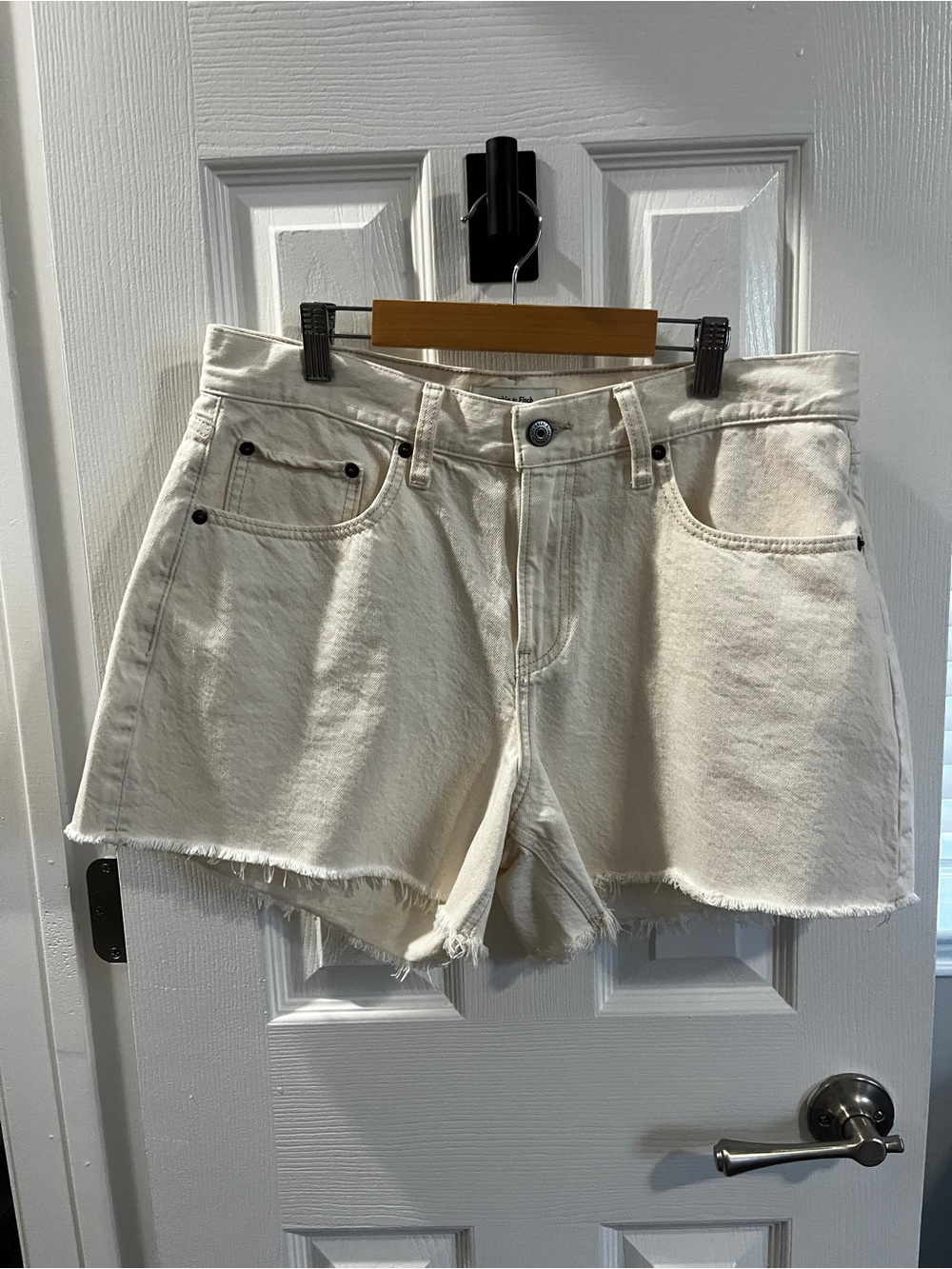 Abercrombie & Fitch Cream Denim Cutoff Shorts